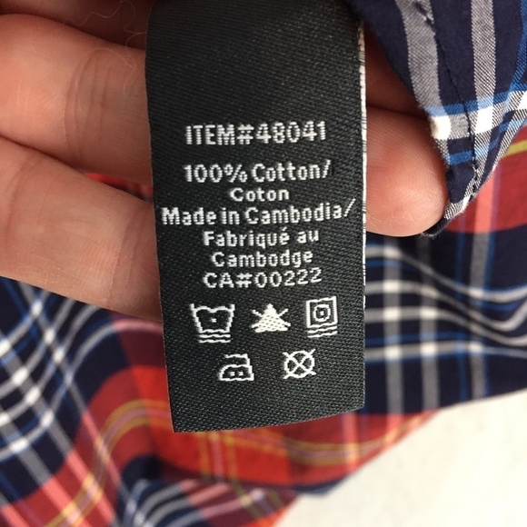 Logan Hill Button Down Plaid Shirt Medium 100% Cotton Short Sleeve - Picture 7 of 12